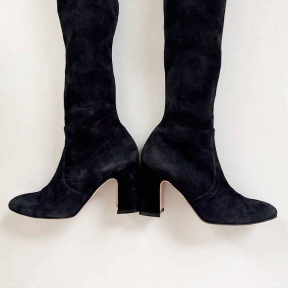 Stuart Weitzman Kirstie 90 Suede Over The Knee Boots Tall Black Classic 5 Narrow - Picture 9 of 15